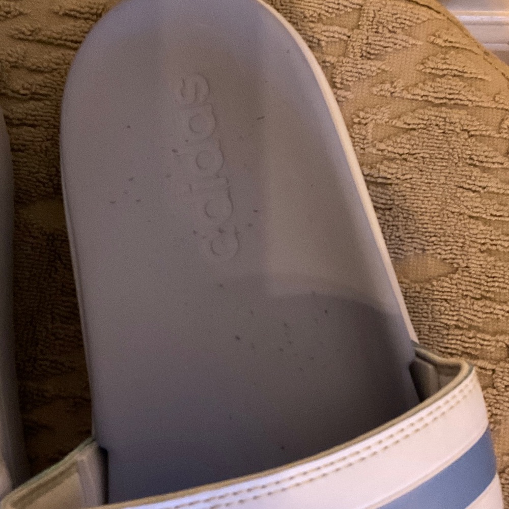 adidas Light Blue and White Slide Sandals - Picture 2 of 3